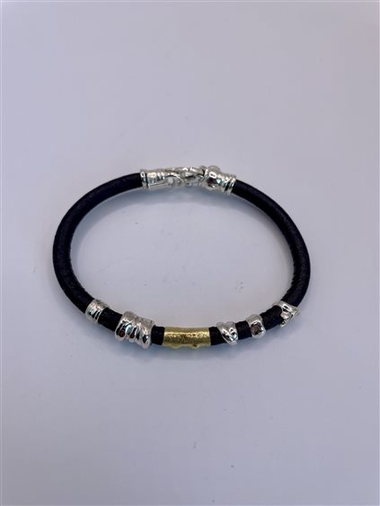 Bracciale Soma Gioielli Uomo Bracciale in oro, cuoio e argento in Pelle MIS B2171 BR CU/AG/OG - MIS B2171 BR CU/AG/OG